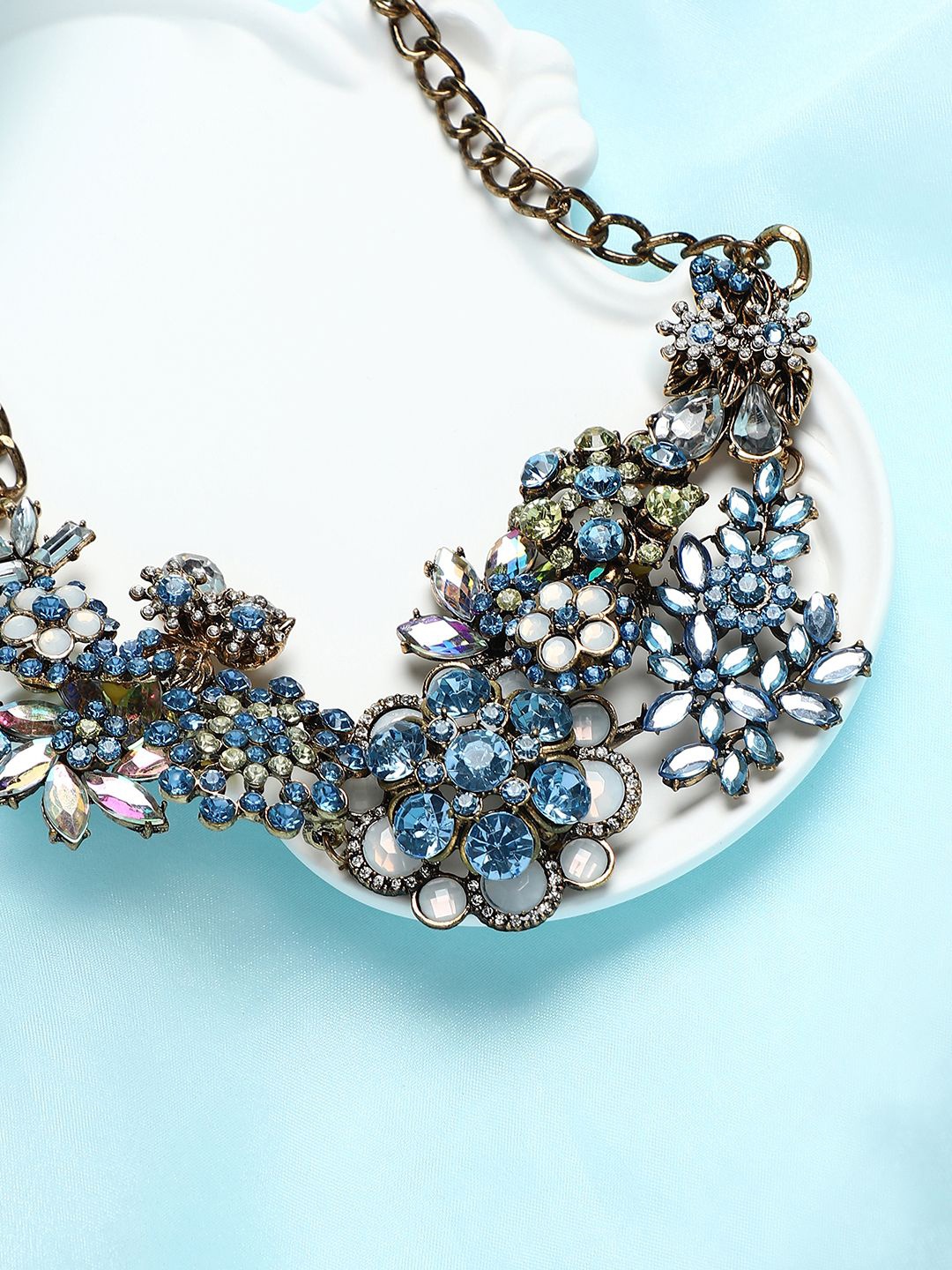 

SOHI Gold-Plated Stone Studded The Garden Of Eden Statement Necklace