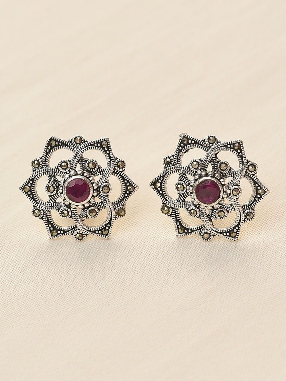 

JAYPORE Silver-Plated Oxidised Contemporary Studs