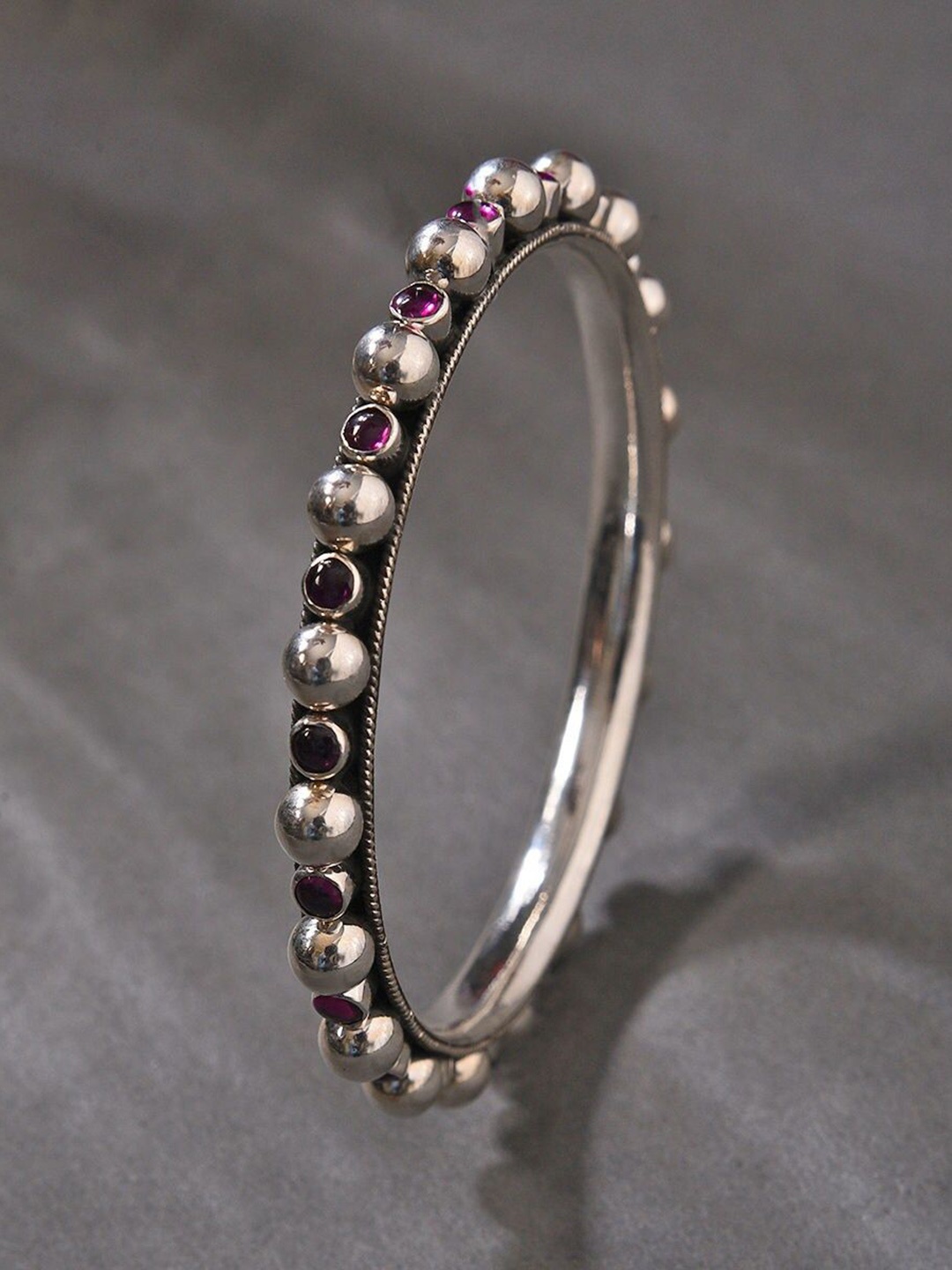 

JAYPORE Silver Plated Stone Studded Bangle