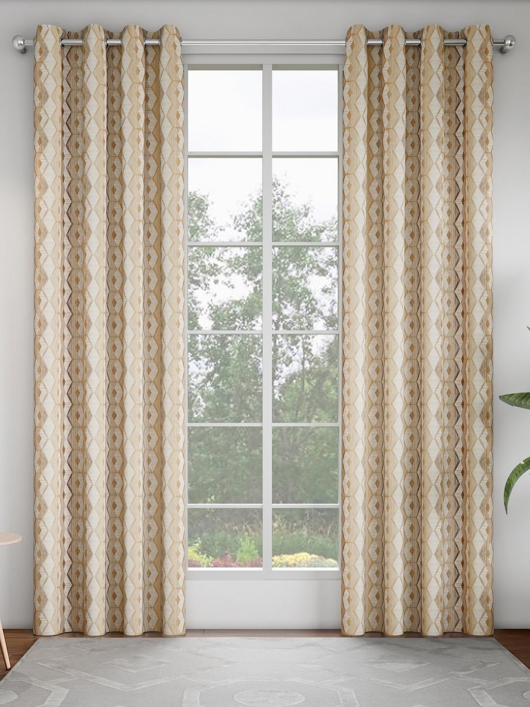 

GM Brown & White 2 Pieces Geometric Door Curtain