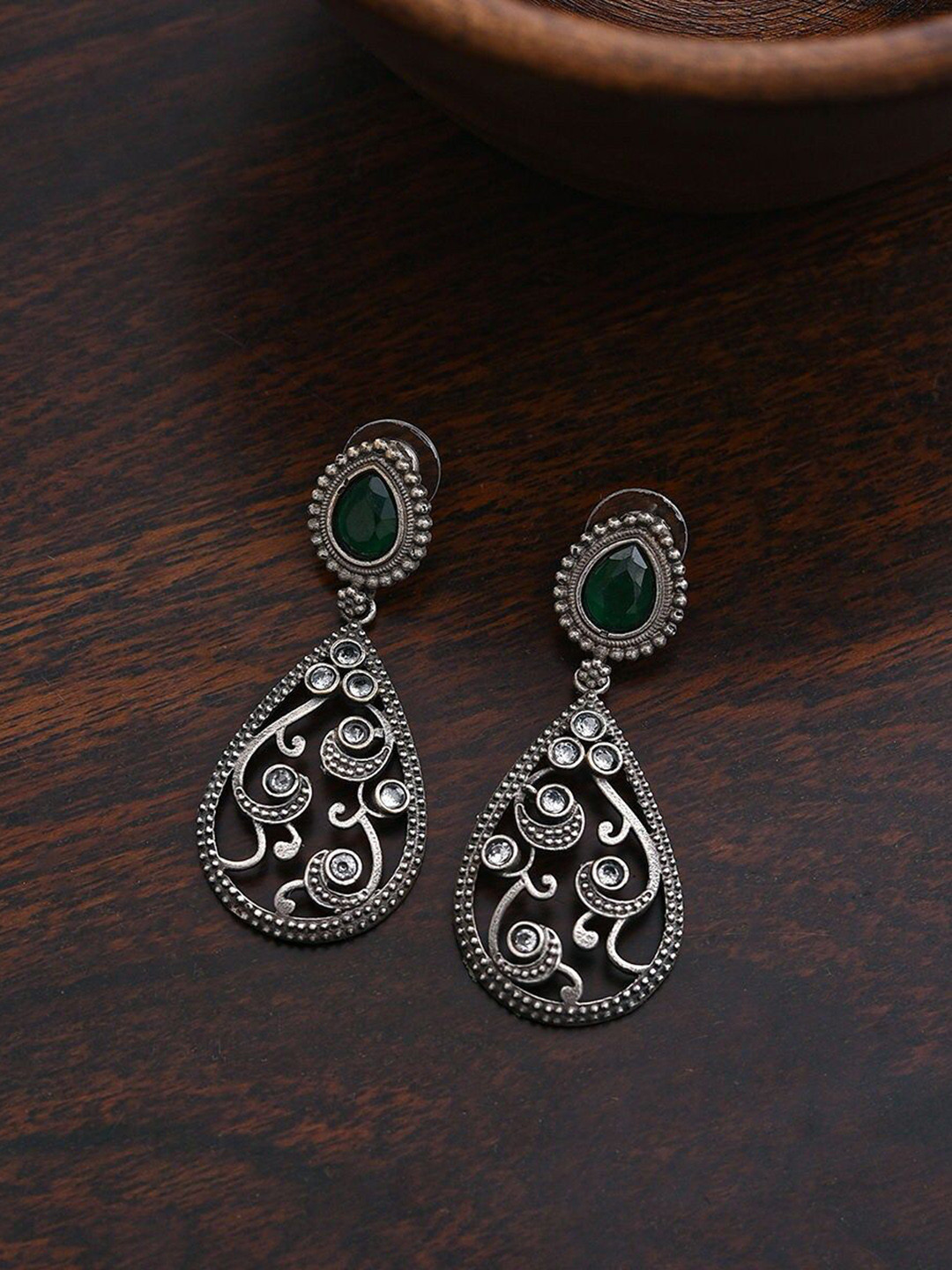 

JAYPORE Beaded Contemporary Drop Earrings, Silver