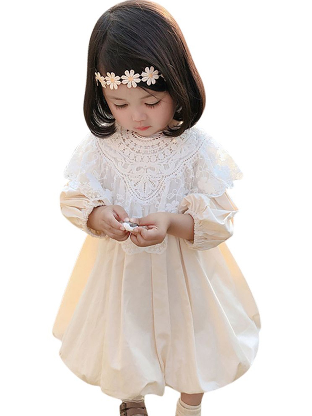 

StyleCast x Revolte Applique Balloon Dress, Beige