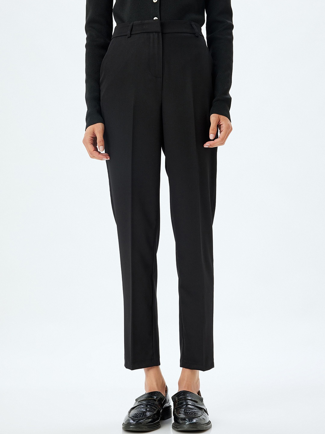

Koton Women Slim Fit High-Rise Trousers, Maroon