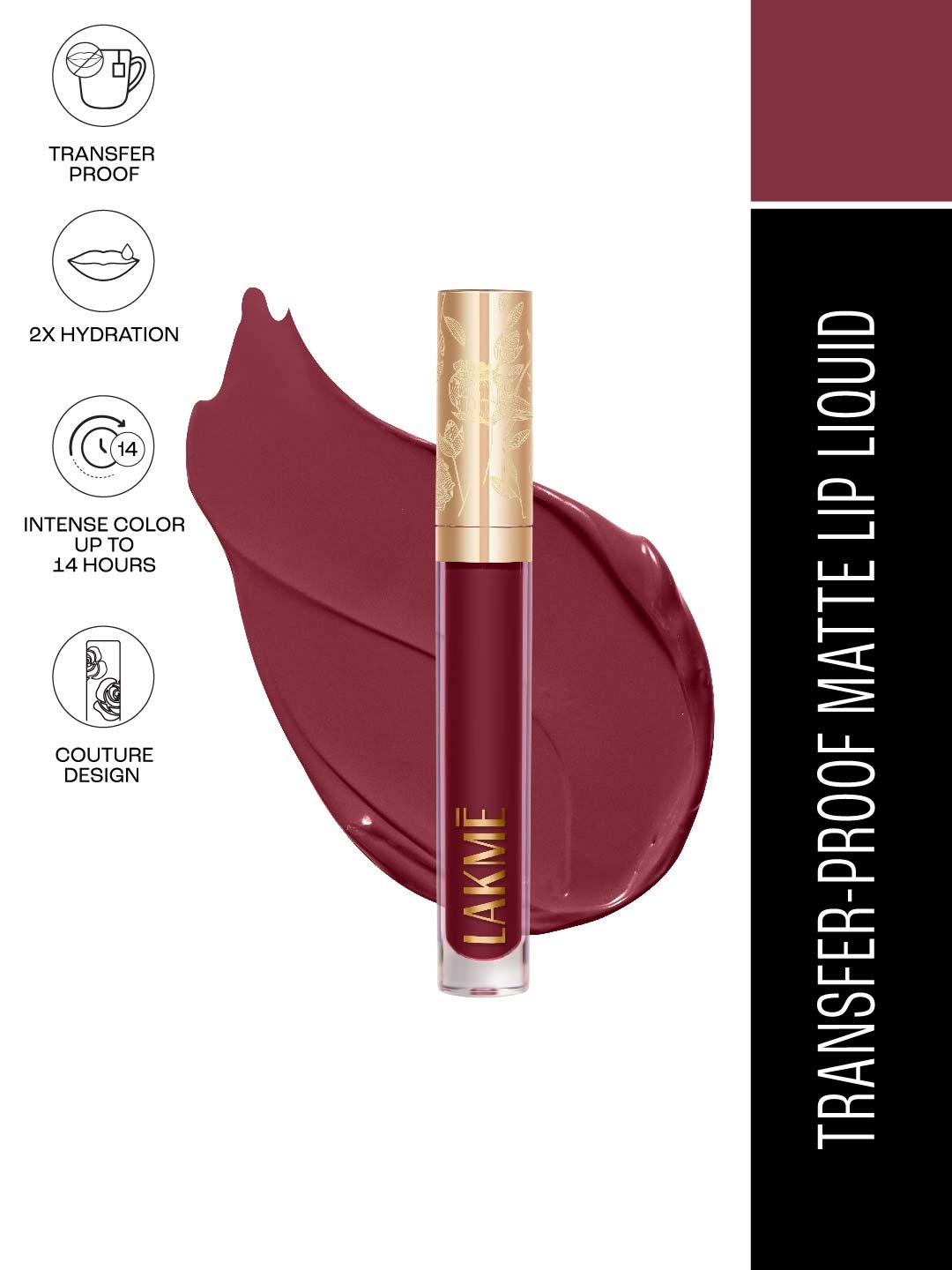 

Lakme Rouge Bloom Waterproof Matte Liquid Lipstick 3.5ml - Tender Tulip 303, Brown