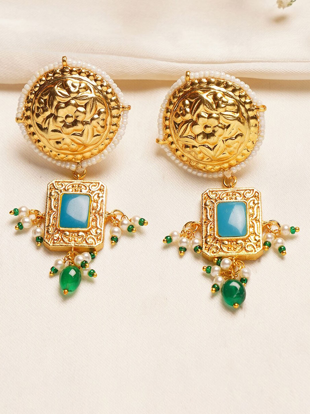 

JAYPORE Contemporary Drop Earrings, Gold