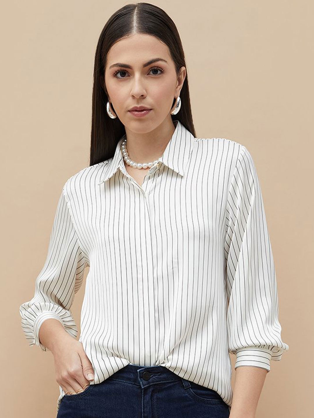 

CODE by Lifestyle Print Shirt Style Top, Off white