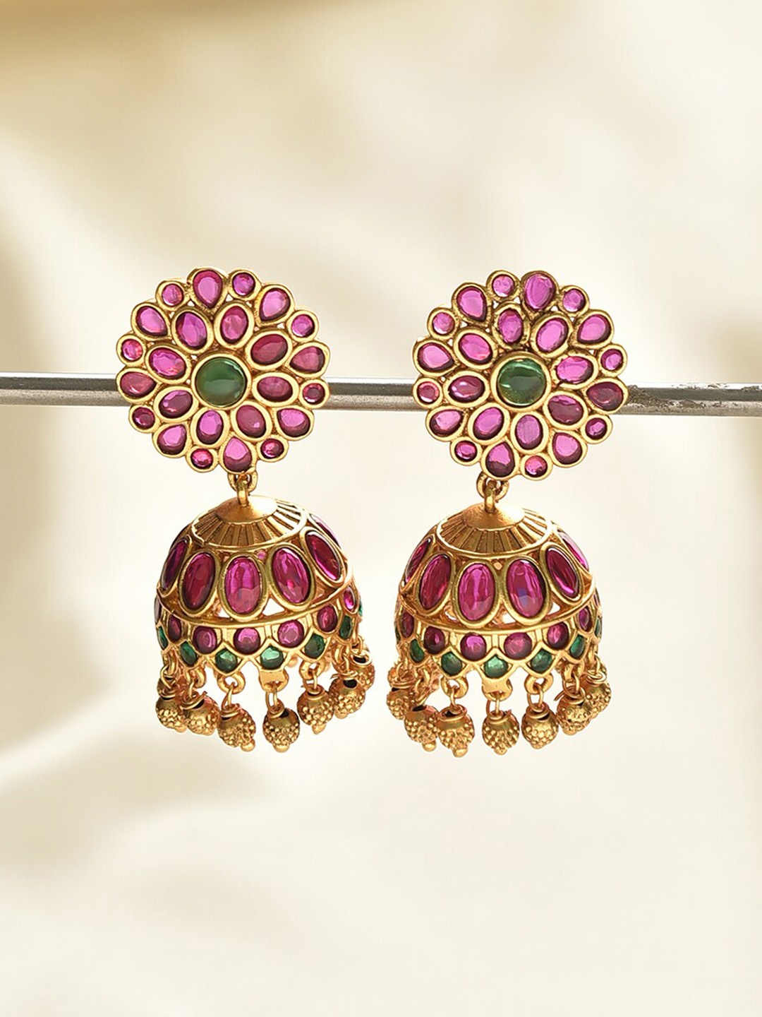 

JAYPORE Gold-Plated Contemporary Jhumkas Earrings