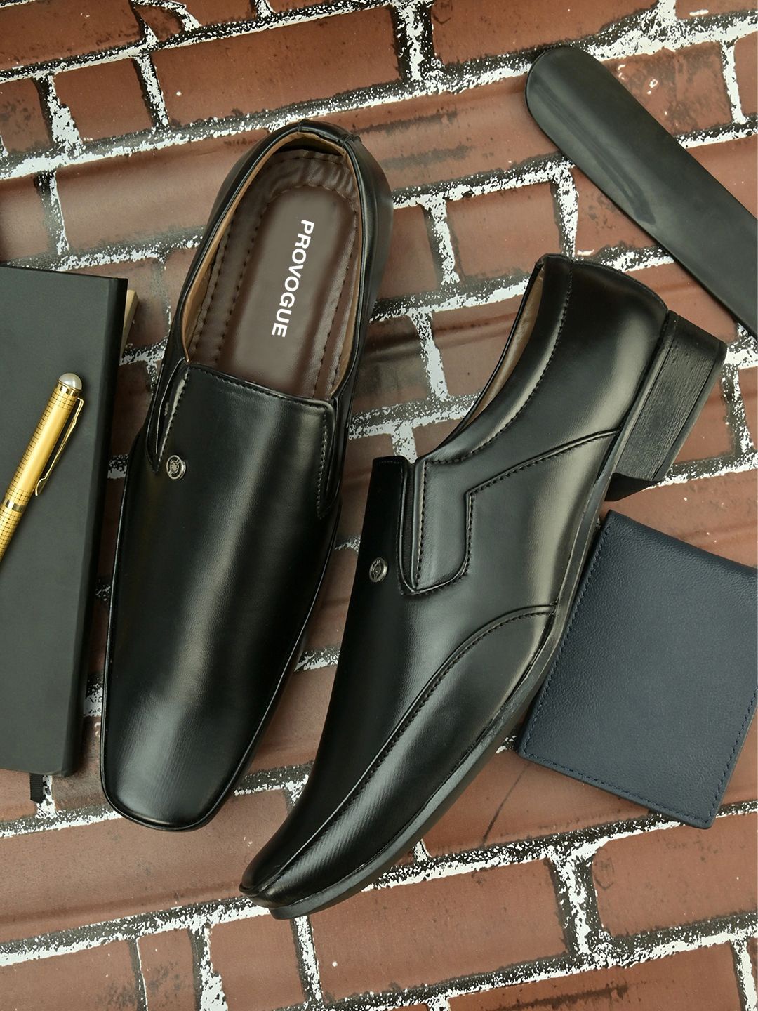 

Provogue Men Formal Slip-On Shoes, Black