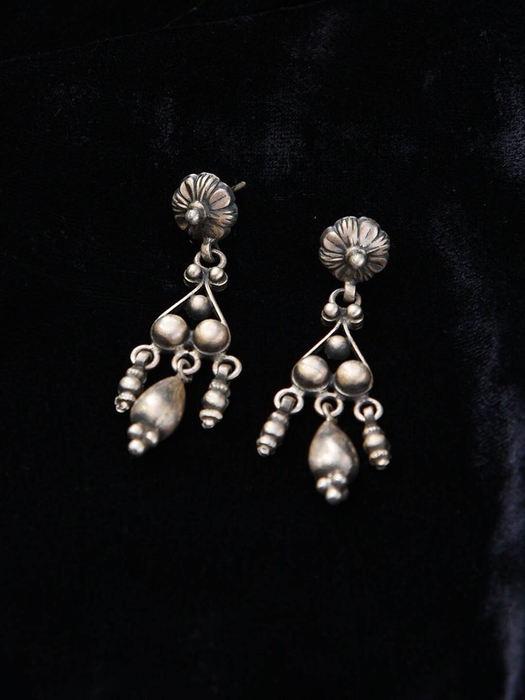 

JAYPORE Silver Plated Contemporary Drop Earrings