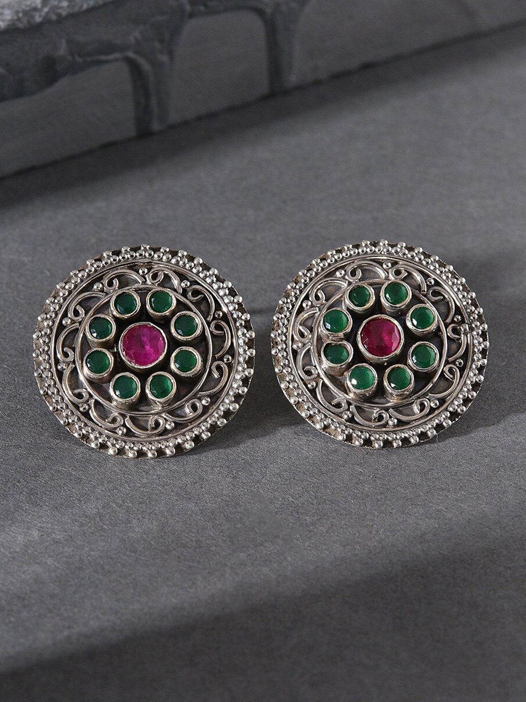 

JAYPORE Silver-Plated Oxidised Contemporary Studs