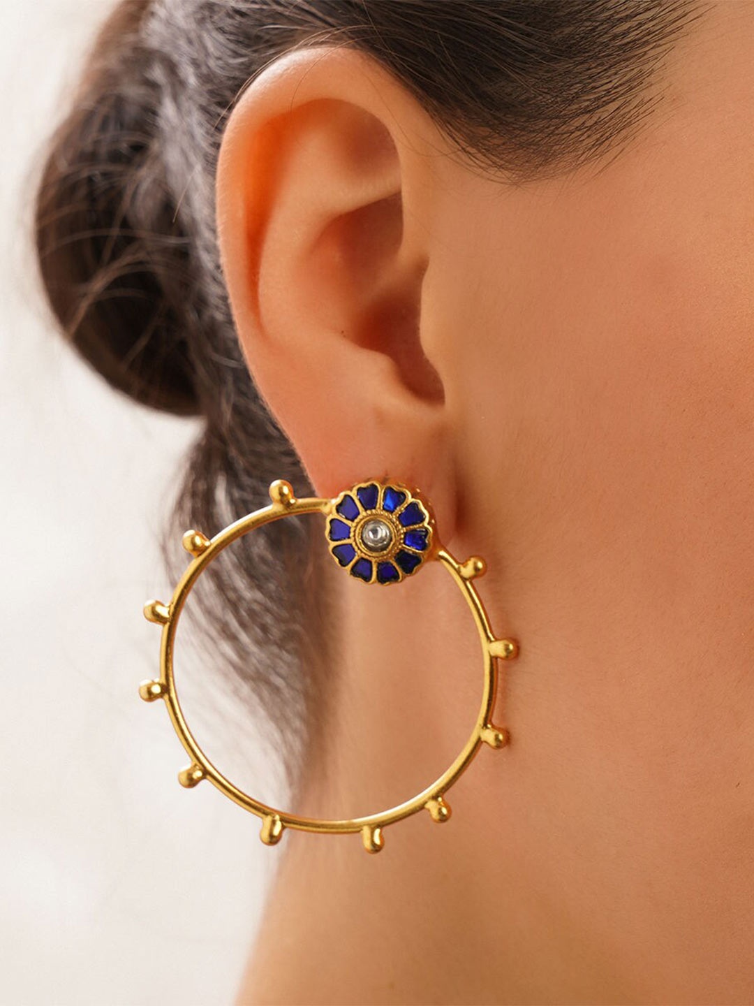 

JAYPORE Pure Silver Gold-Plated Contemporary Studs