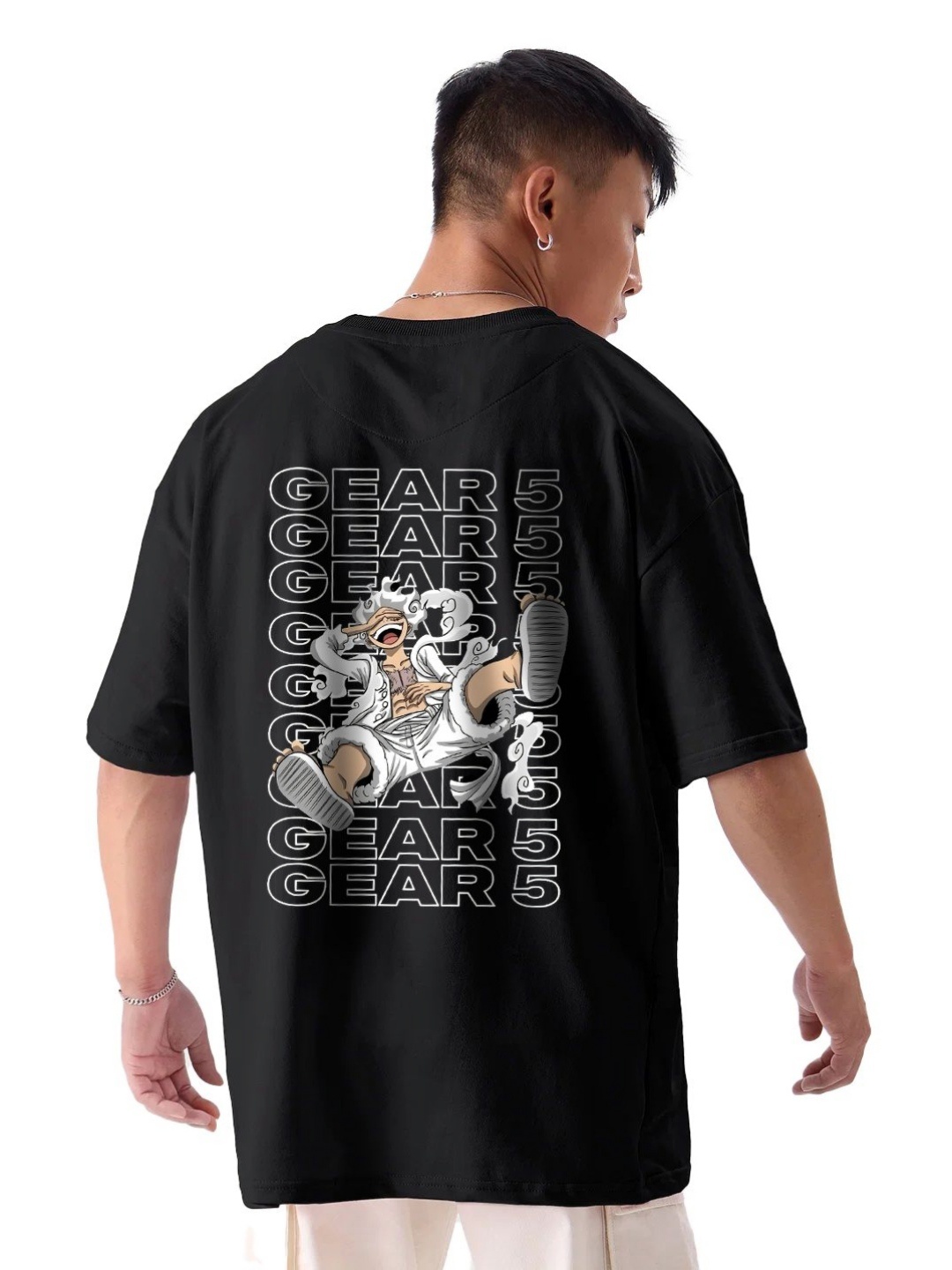 

fanideaz Men Graphic Printed Round Neck Cotton Oversized T-shirt, Black