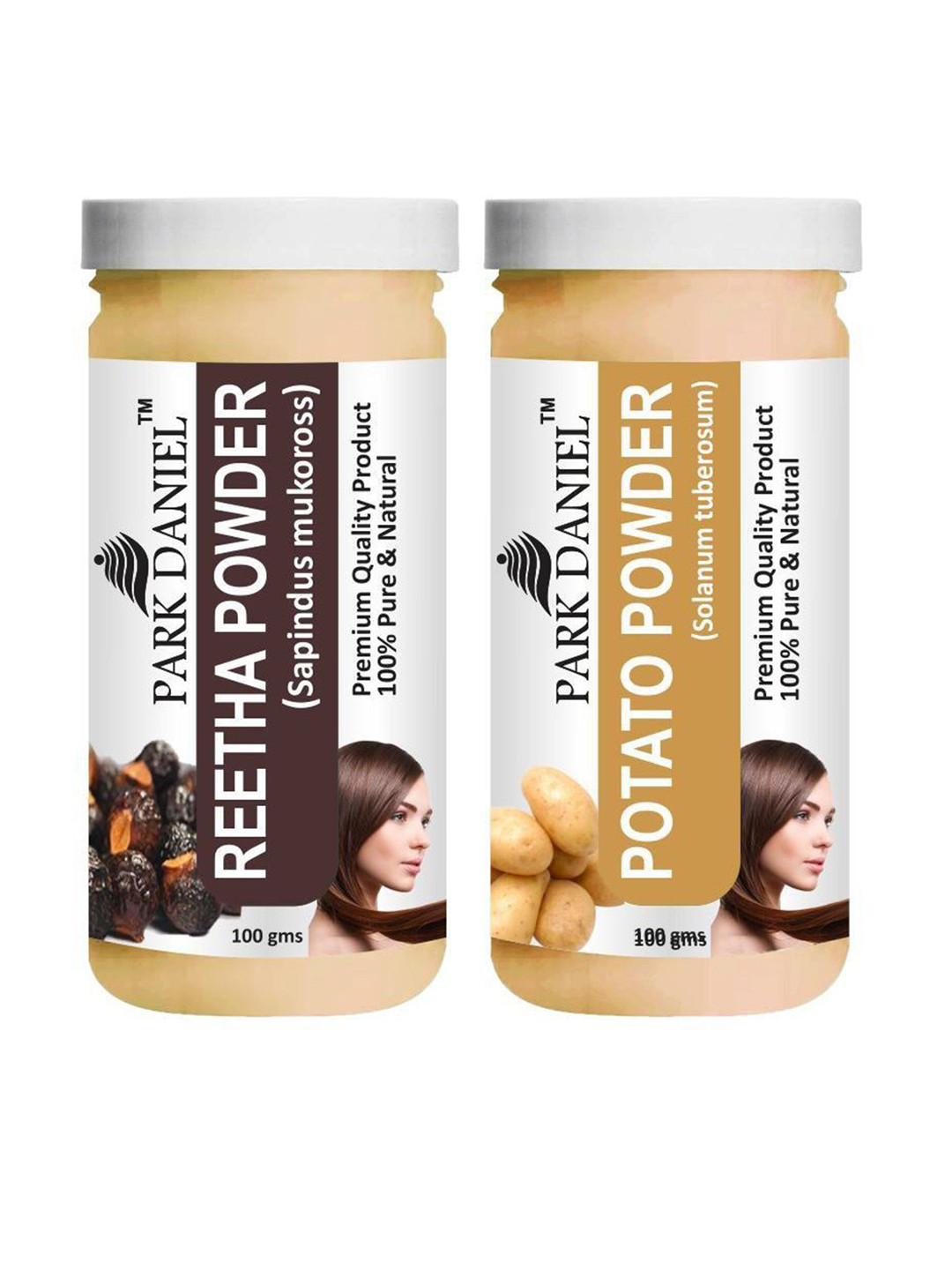 

Park Daniel Set Of 2 Pure & Natural Reetha & Potato Powder - 100 g Each, White