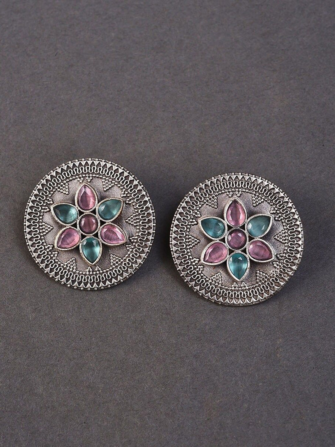 

JAYPORE Contemporary Stone Studded Studs, Silver