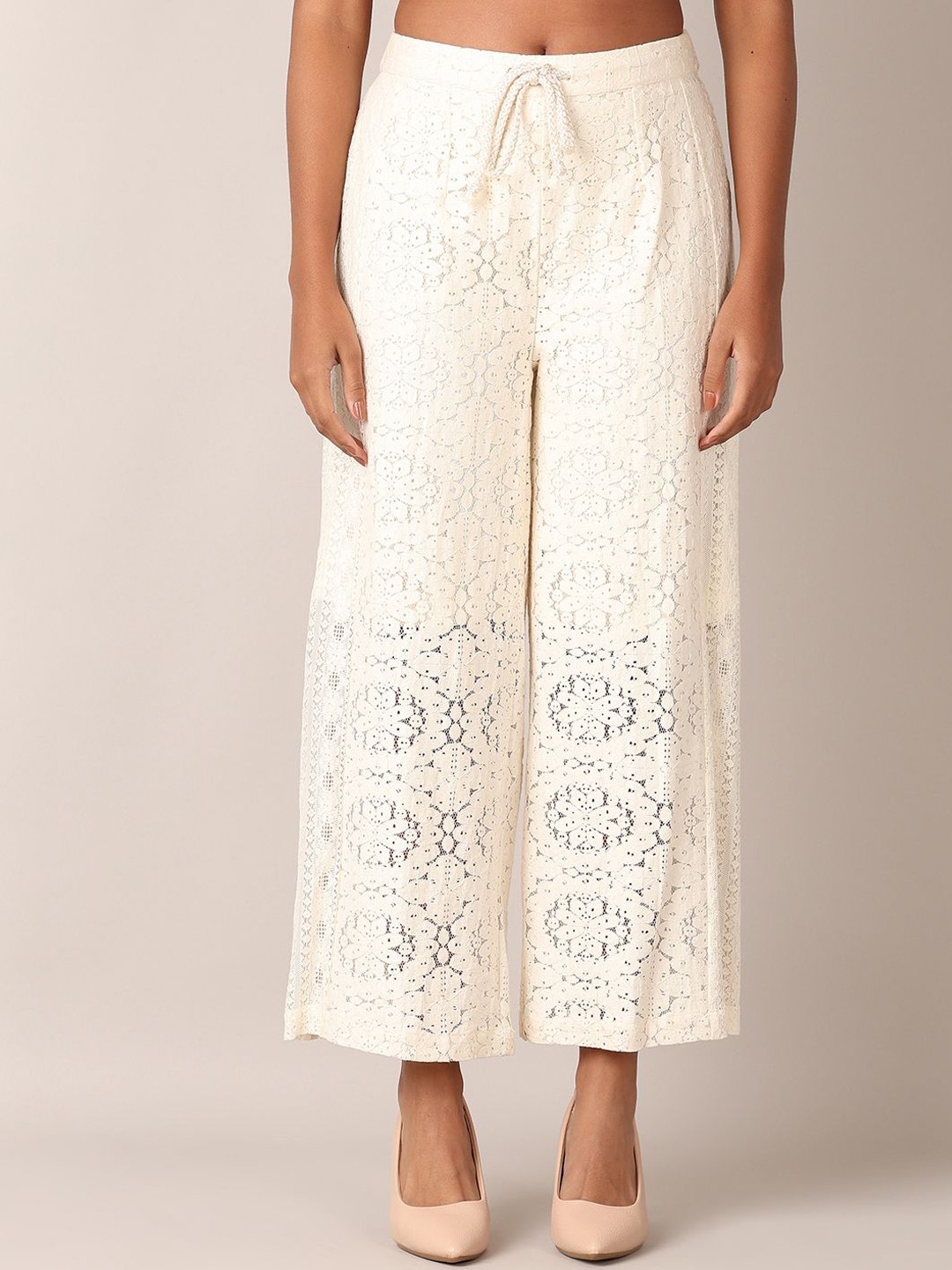 

V-Mart Women Textured Trousers, Beige