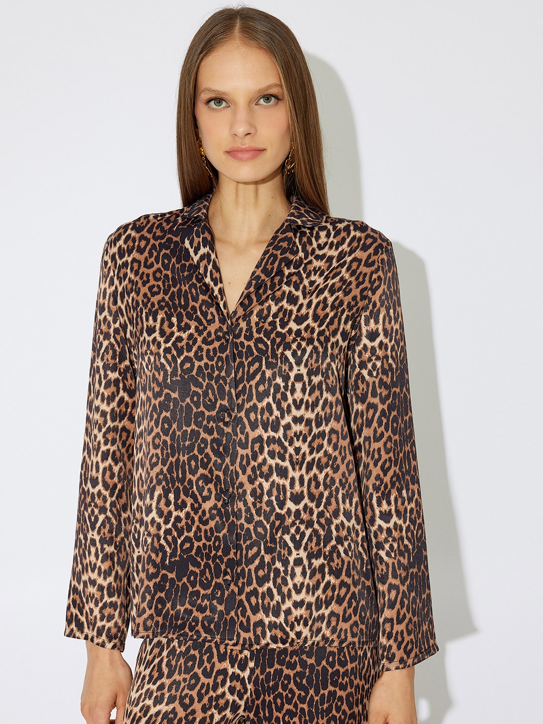 

Koton Women Animal Printed Night suit, Brown