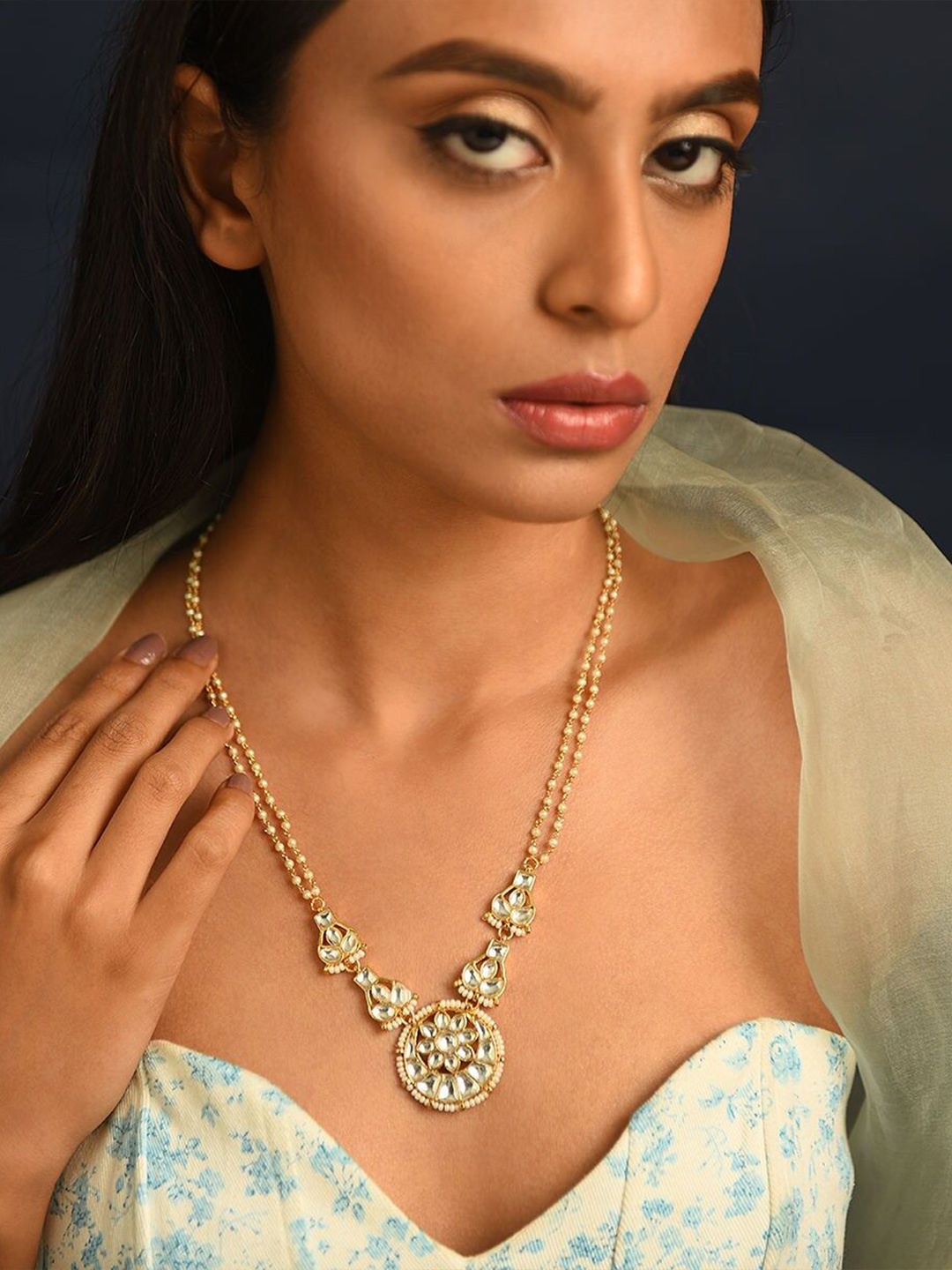 

JAYPORE Gold-Plated Kundan Studded Necklace