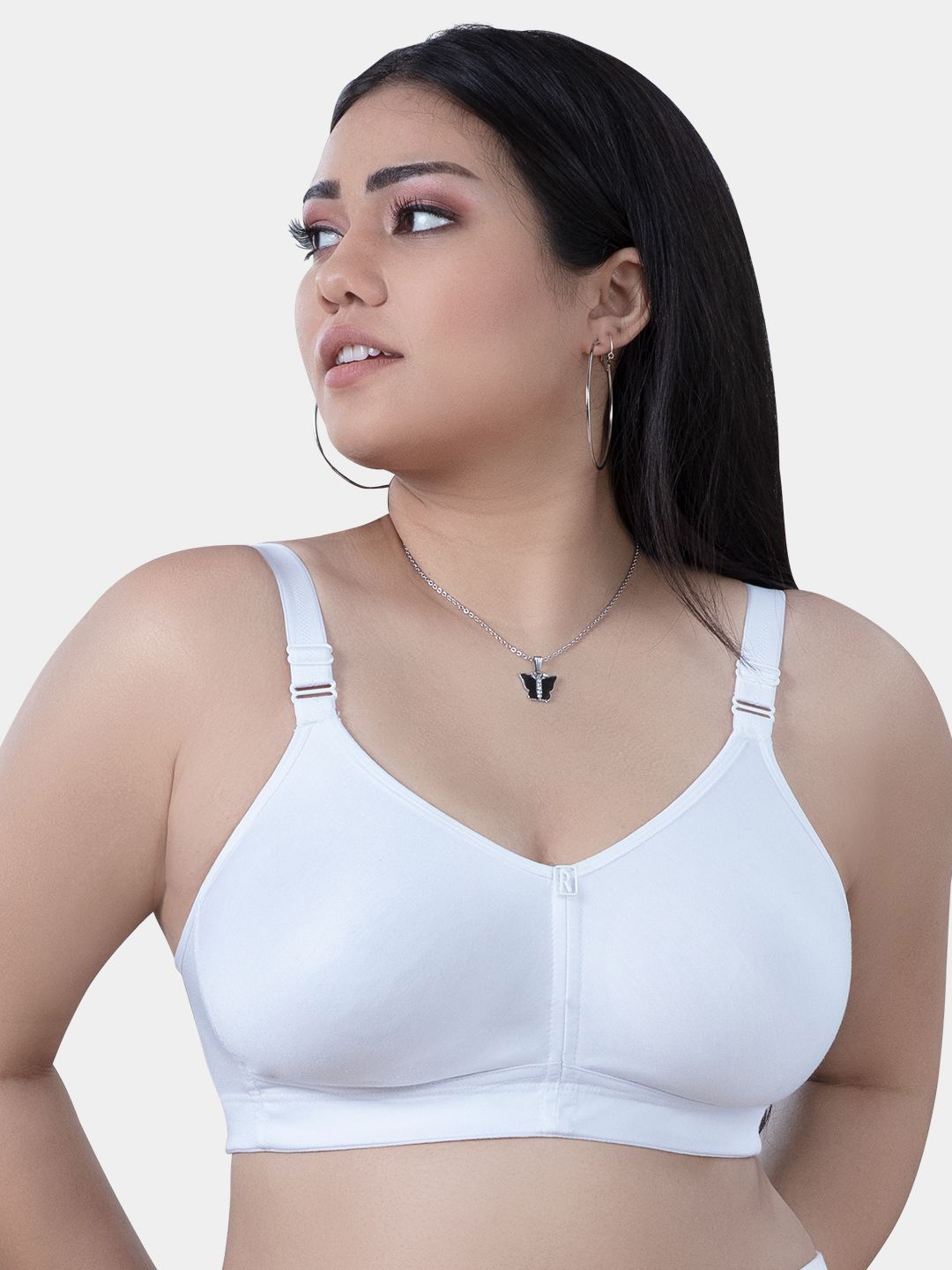 

Trylo Riza T-FIT Non-Padded Non-Wired Full Coverage Seamless Hosiery Cotton Fabric Bra, White