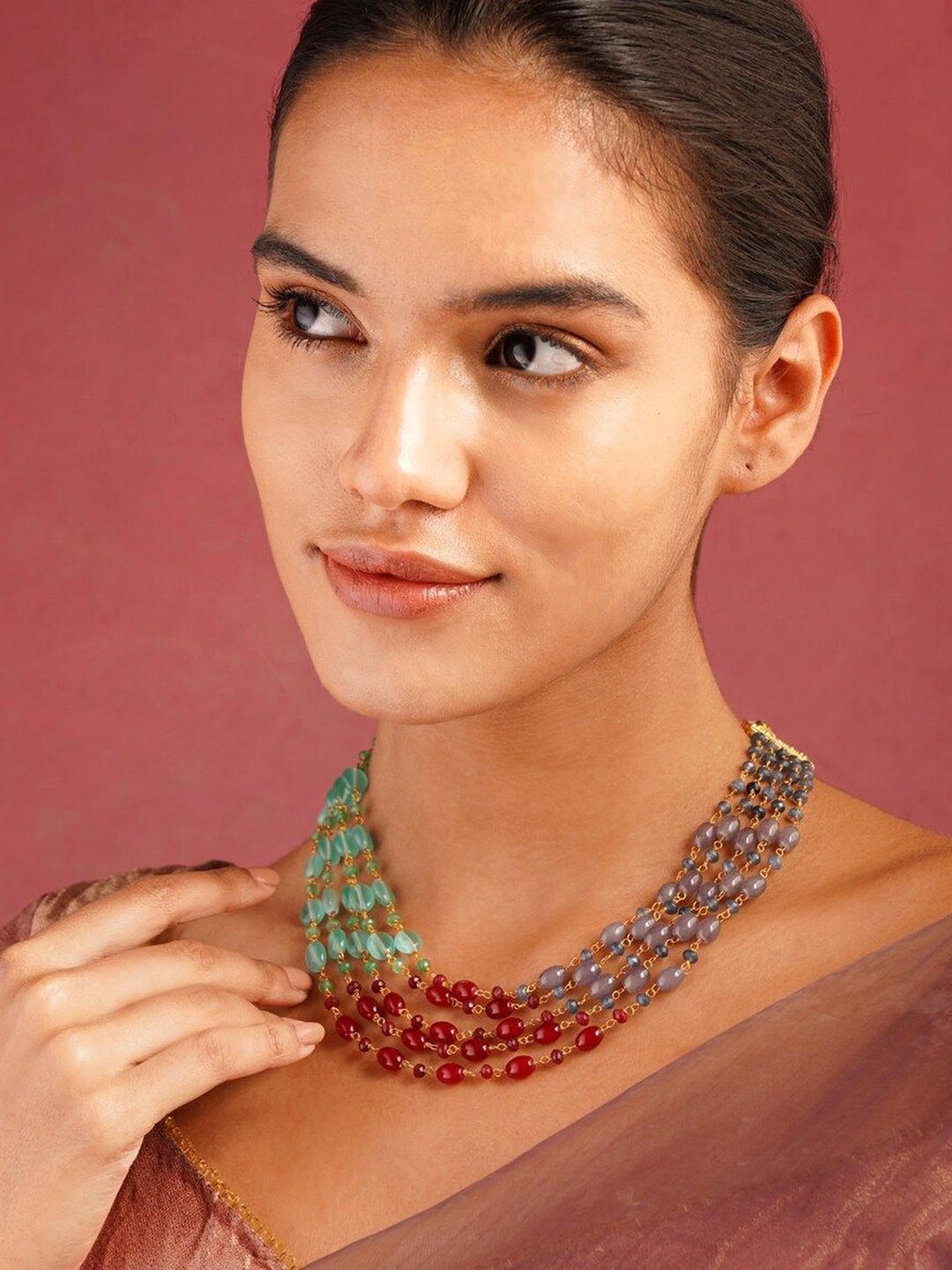 

JAYPORE Brass Layered Necklace, Gold