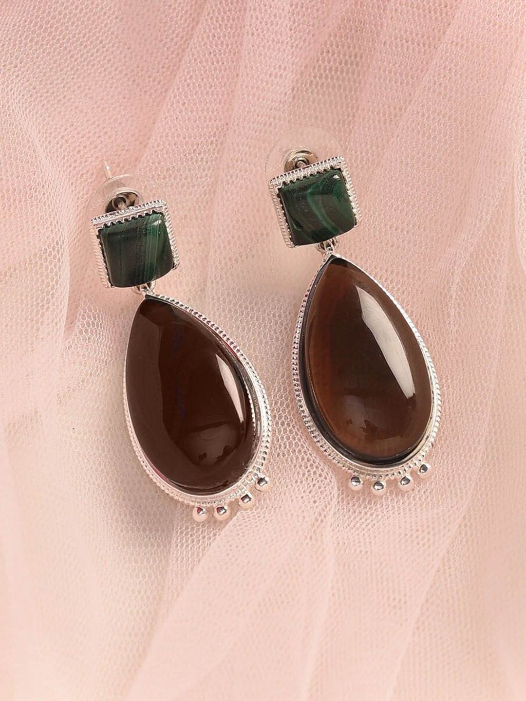 

JAYPORE Contemporary Coral Drop Earrings, Silver