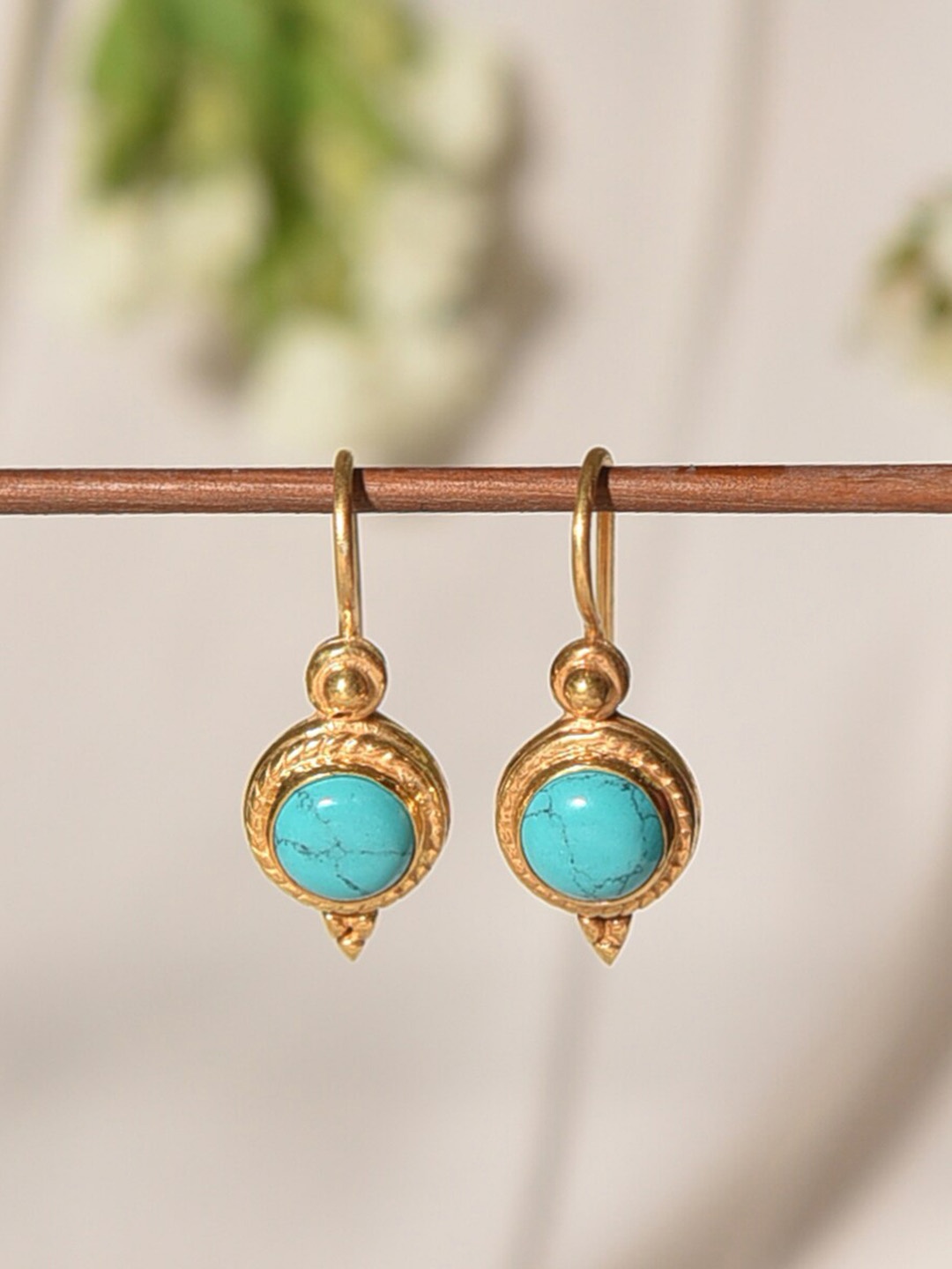 

JAYPORE Silver Gold-Plated Stone Studded Contemporary Drop Earrings