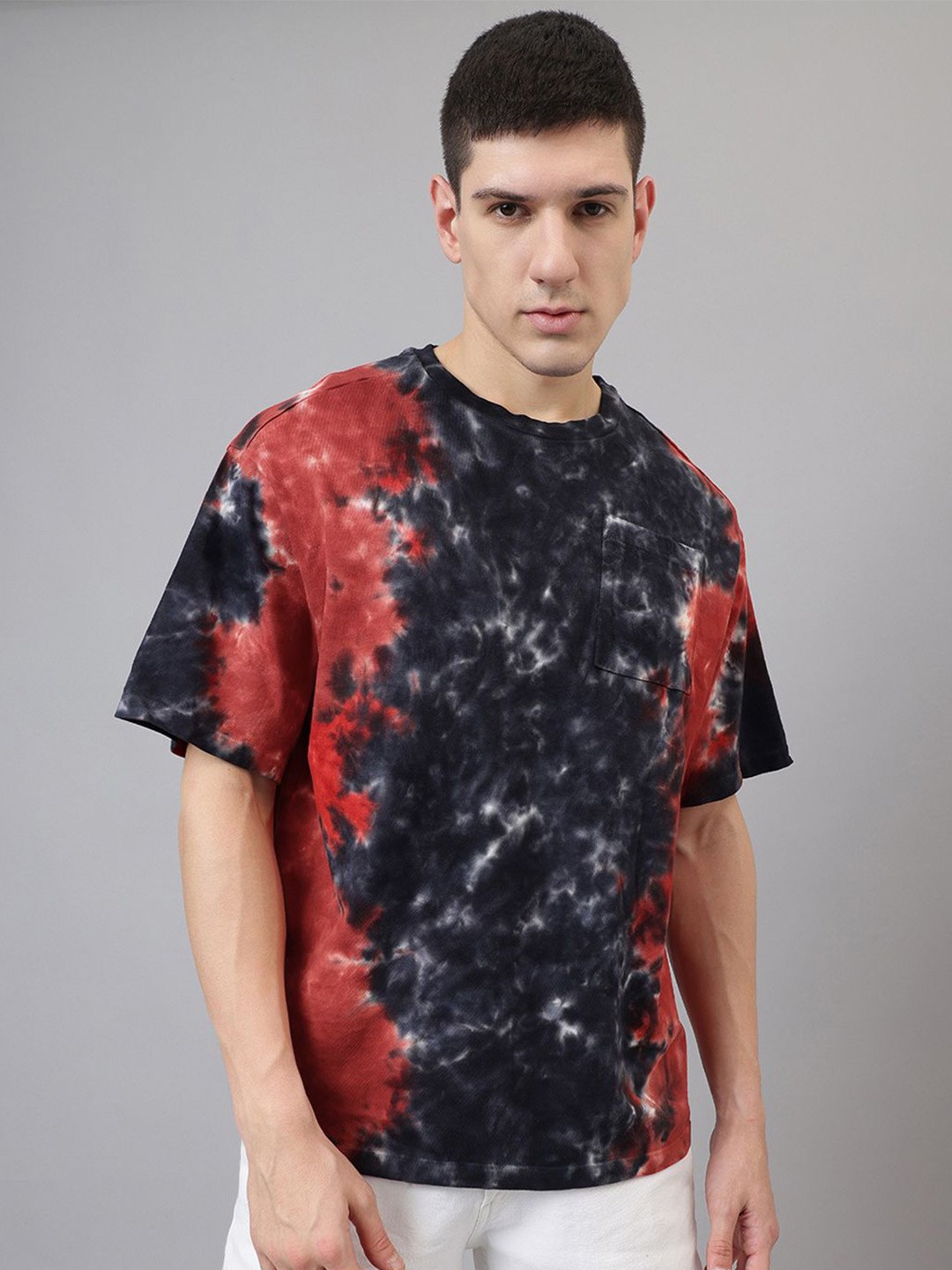 

Free Authority Men Graphic Printed Round Neck Cotton Oversized T-shirt, Black