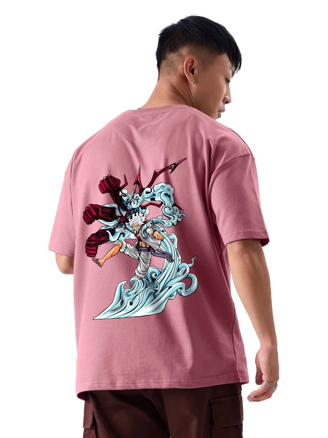 

fanideaz Men Graphic Printed Round Neck Cotton Oversized T-shirt, Peach