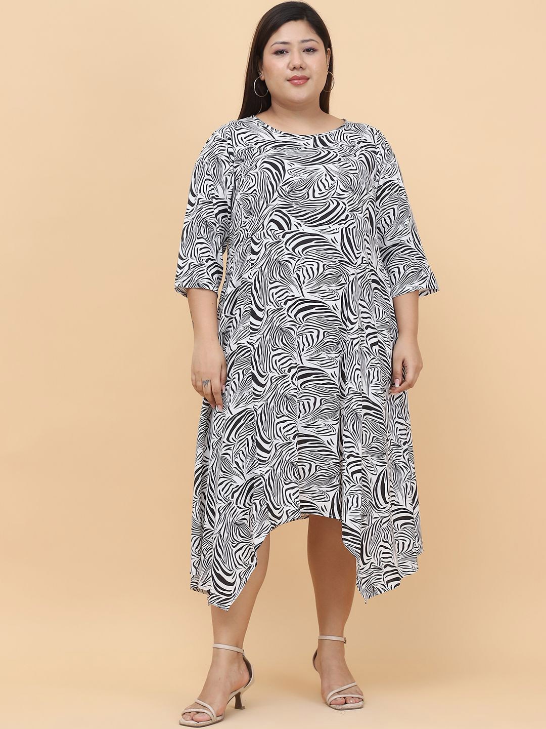 

theRebelinme Floral Print A-Line Midi Dress, Black