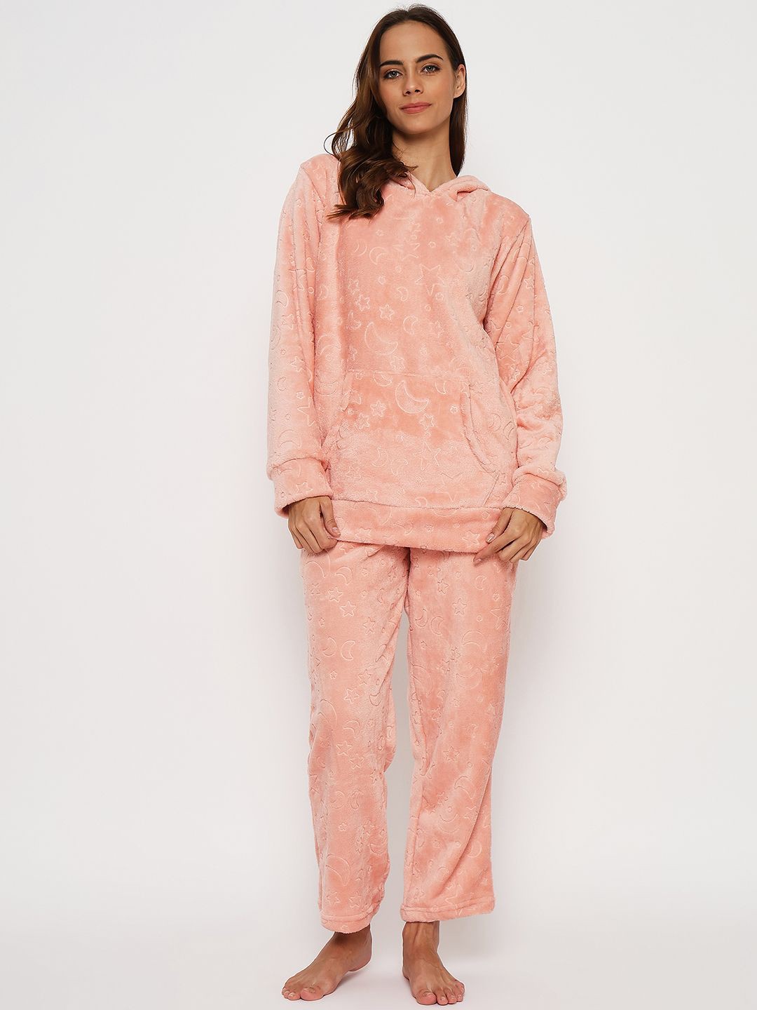 

Camey Women Long Sleeves Night suit, Pink
