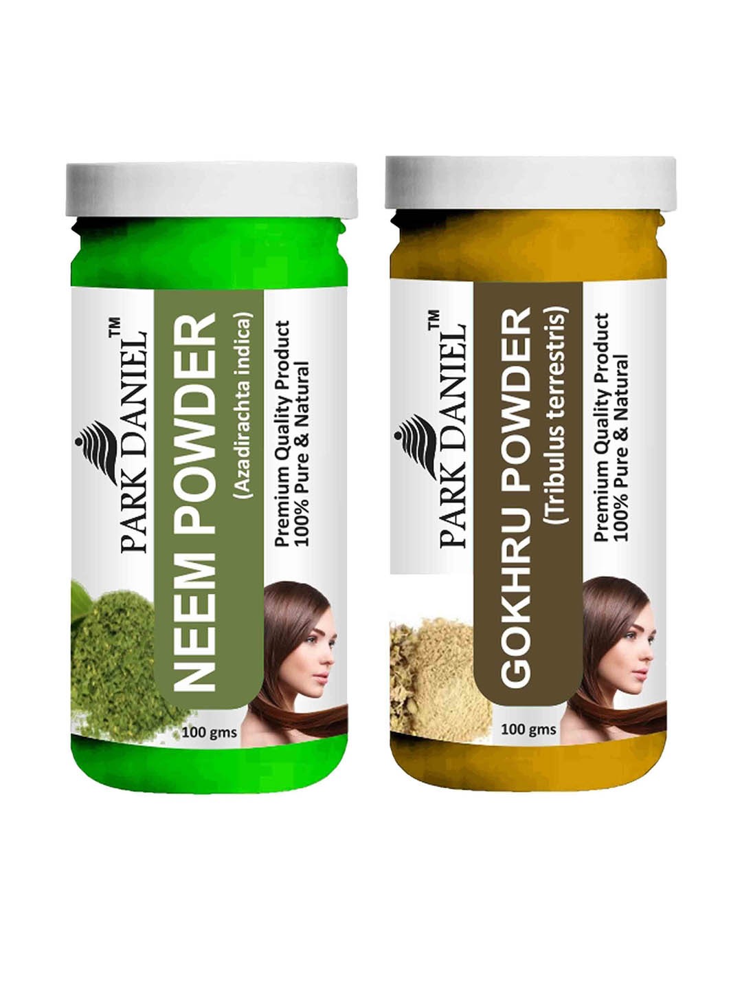 

Park Daniel Set Of 2 Natural Neem & Gokhru Powder - 100 g Each, Transparent