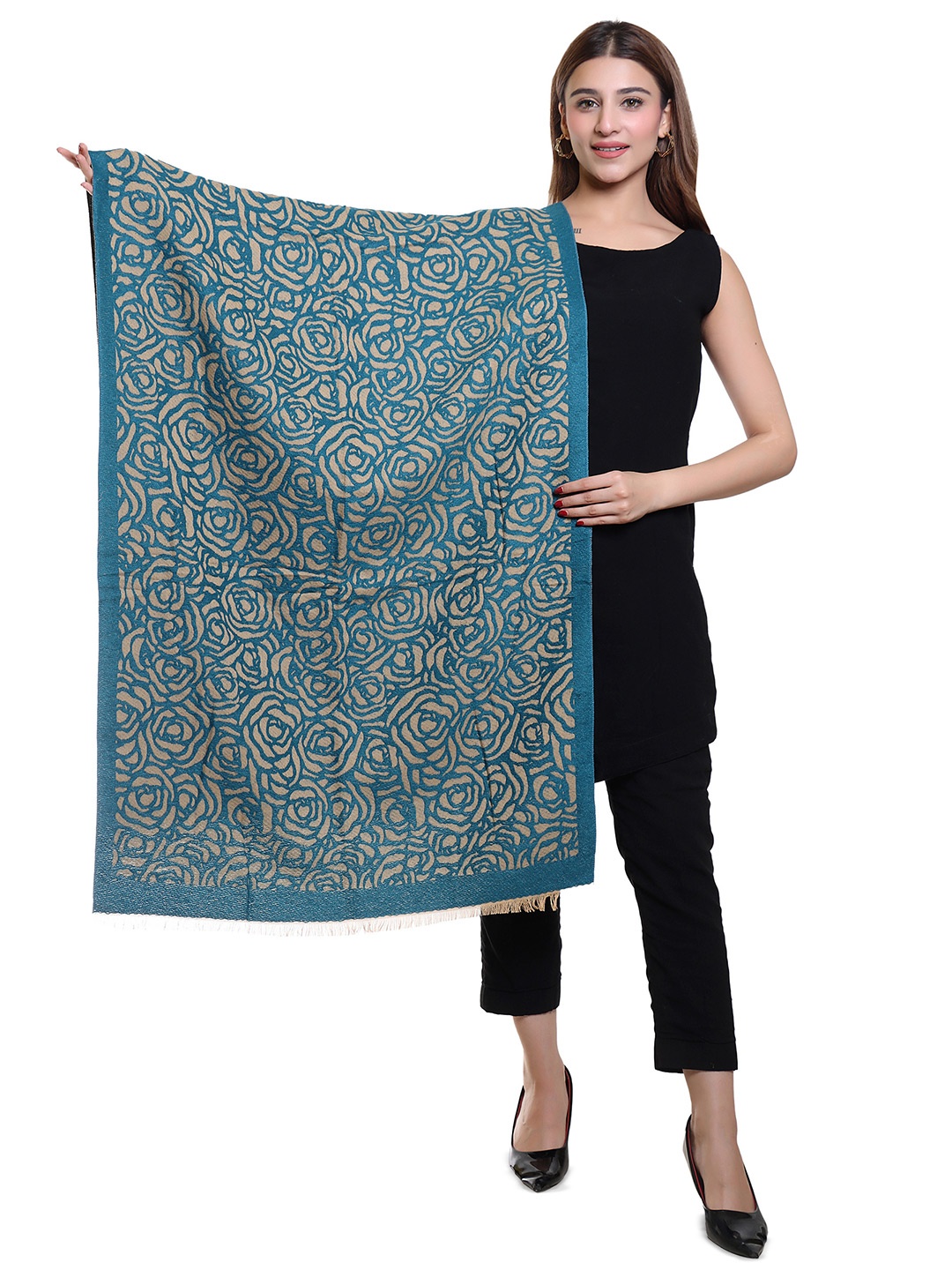 

Oswal International Women Acrylic Shawl, Turquoise blue