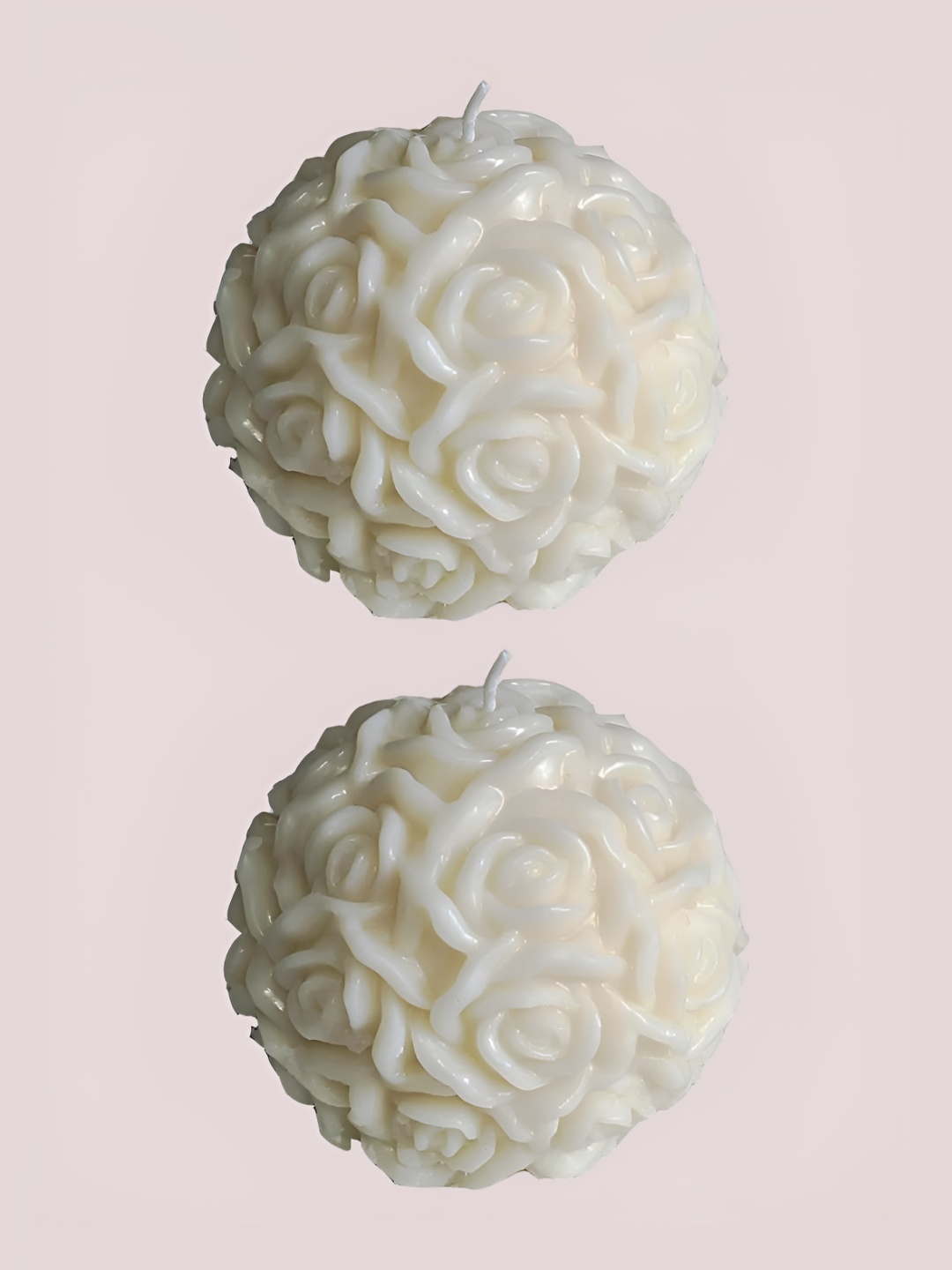 

atorakushon Off White 2 pieces Scented Rose Ball Candles