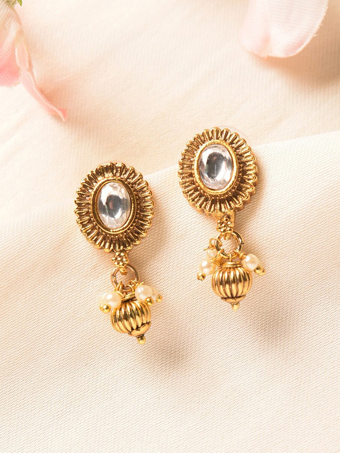

JAYPORE Gold-Plated Contemporary Drop Earrings