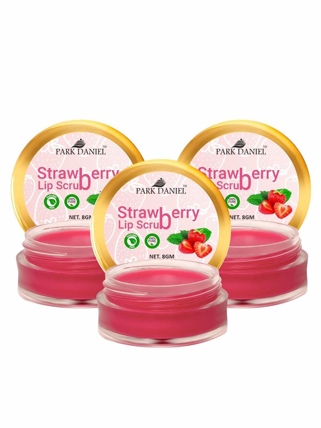 

Park Daniel Pack Of 3 Strawberry Lip Scrub 24gm, Red