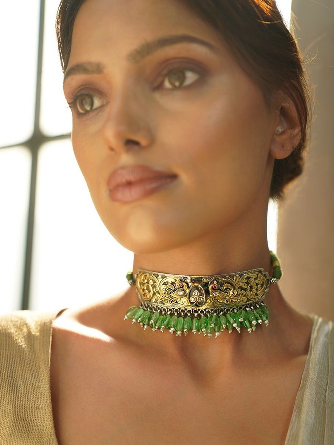 

JAYPORE Silver Labardorite Necklace, Gold