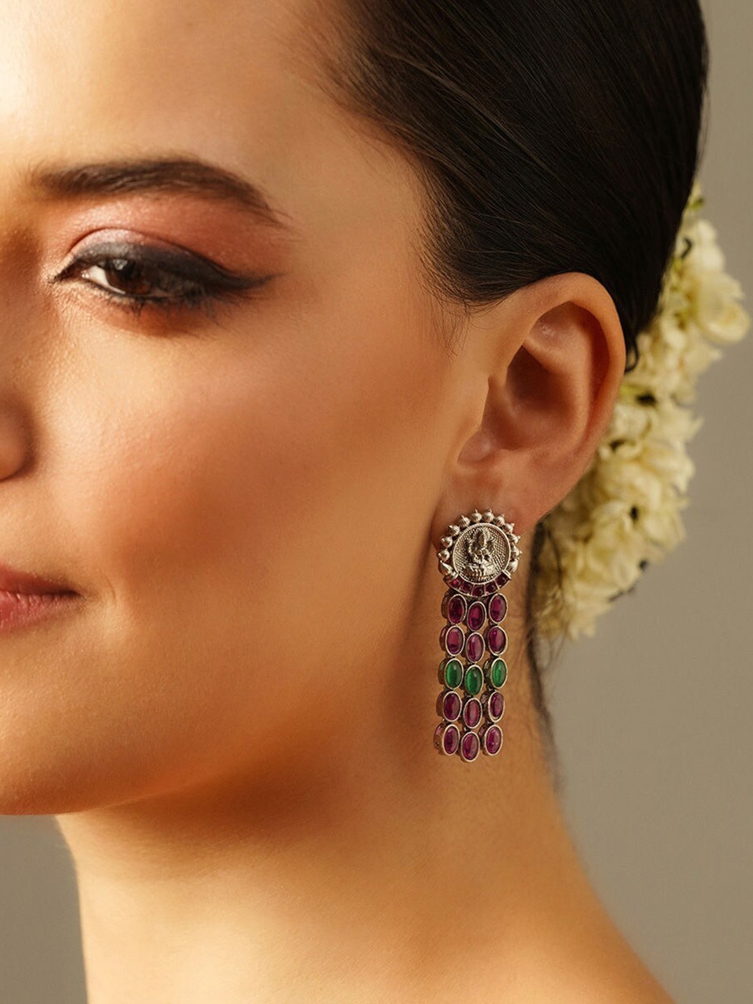 

JAYPORE Silver-Plated Contemporary Drop Earrings