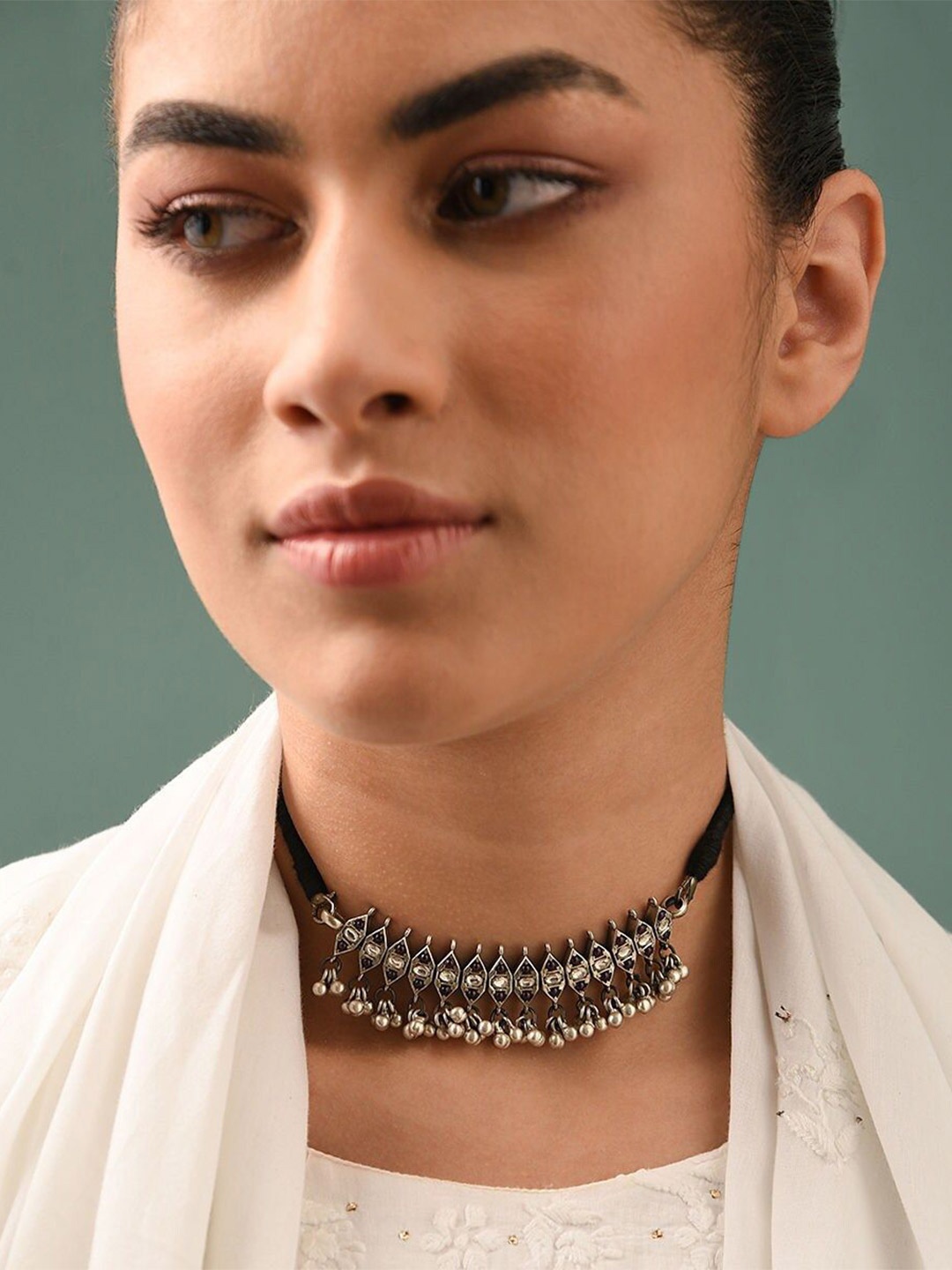 

JAYPORE Pure Silver Oxidised Necklace