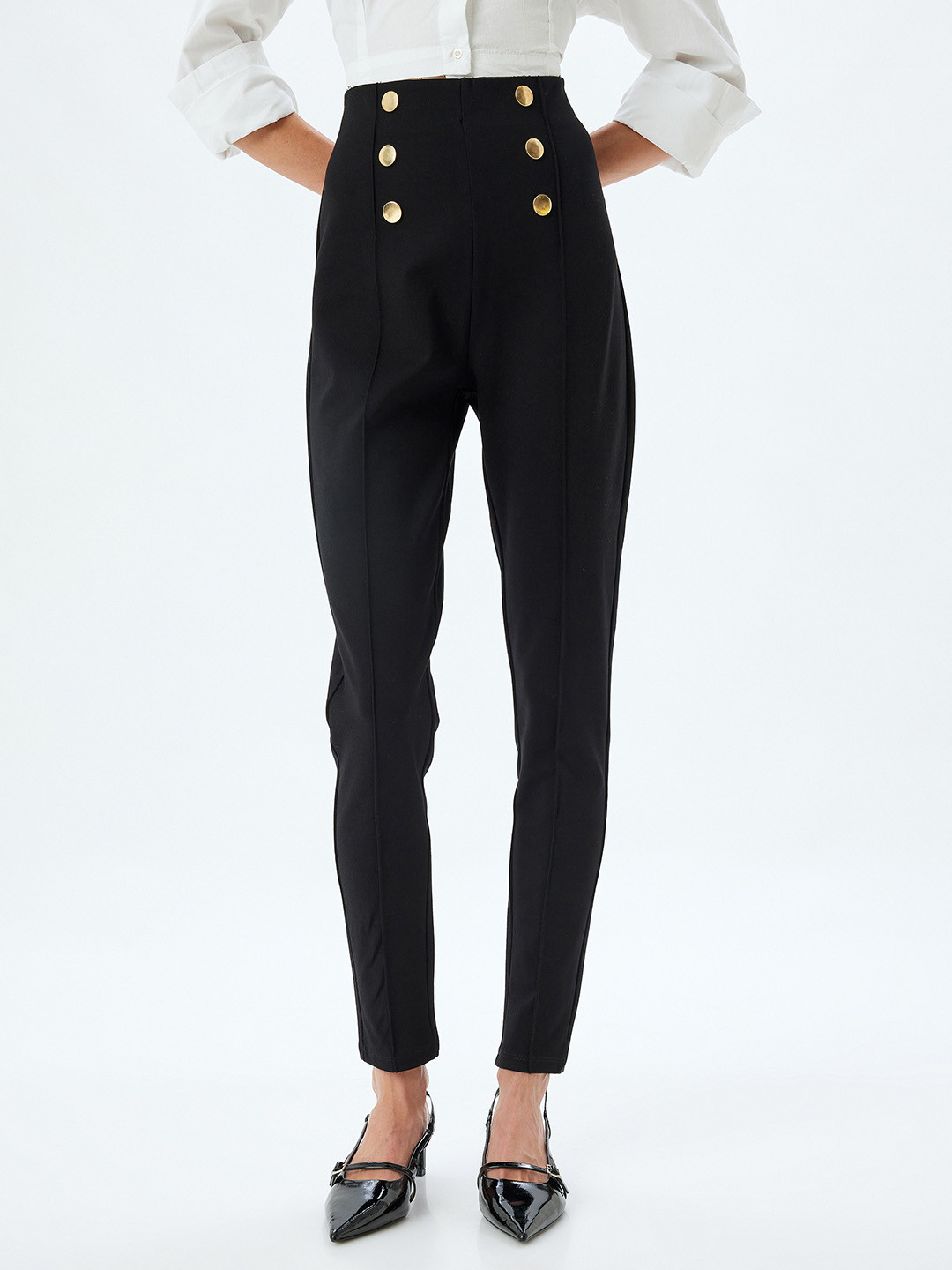 

Koton Women High-Rise Ankle-Length Jeggings, Black