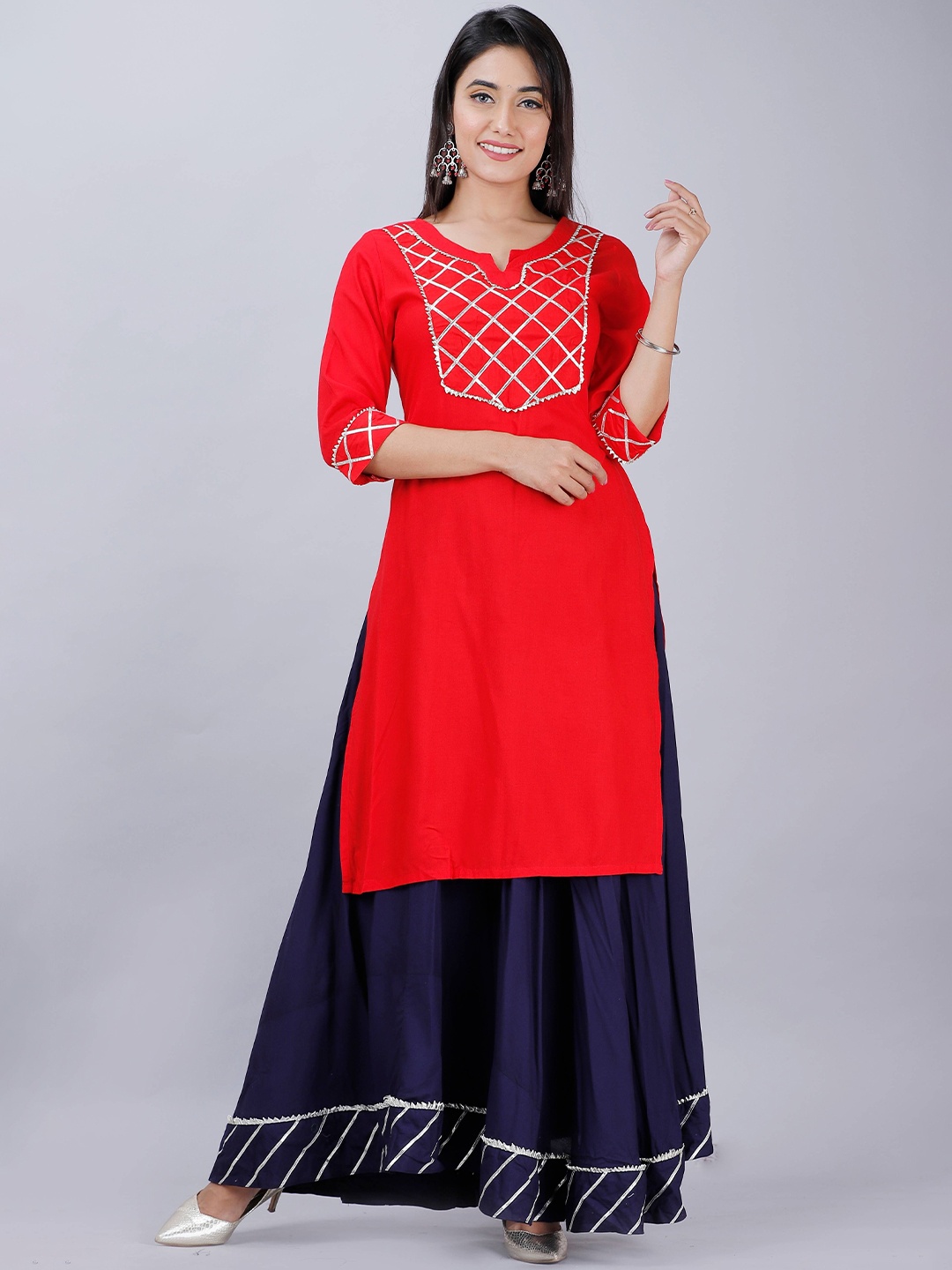 

Sajke Straight Kurta with Palazzos, Red