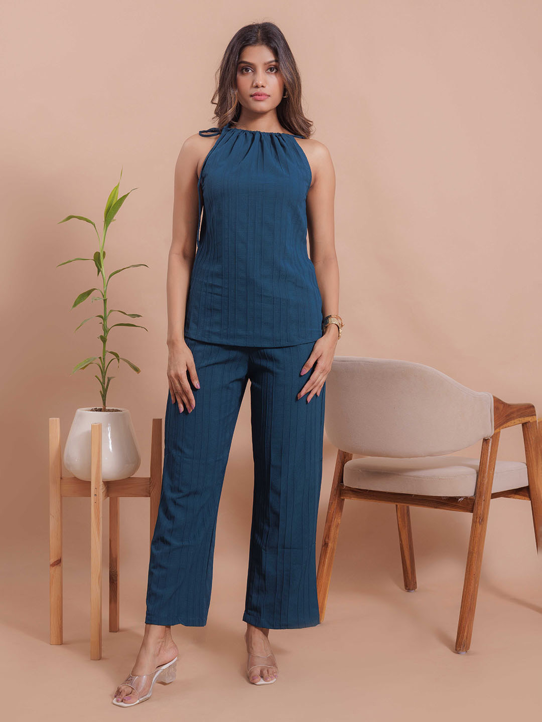 

PSBT Quality on way Self Design Top With Trousers, Blue
