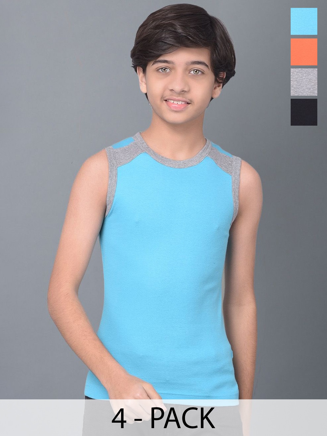 

Dollar Bigboss Boys Pack Of 4 Assorted Innerwear Vests MBKB-05-BB05-PO4-CO3-Assorted