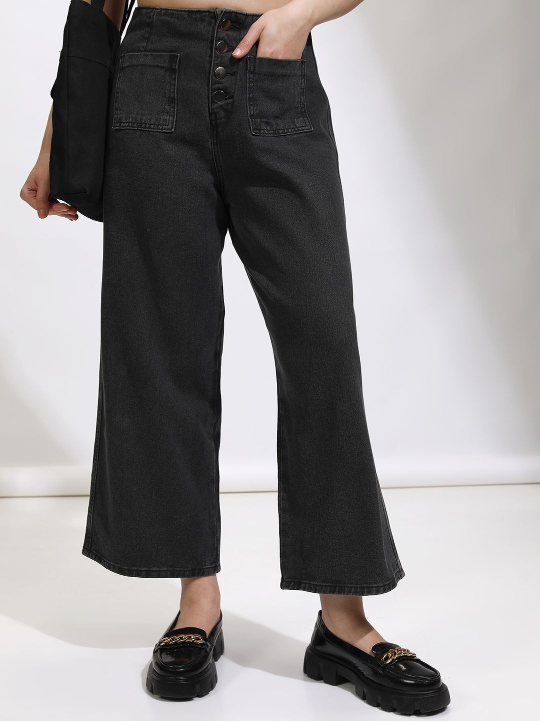 

Tokyo Talkies Women Straight Fit Low-Rise Cotton Jeans, Black