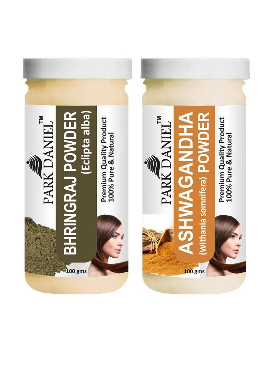 

Park Daniel Set Of 2 Pure & Natural Bhringraj & Ashwagandha Powder - 100 g Each, Transparent