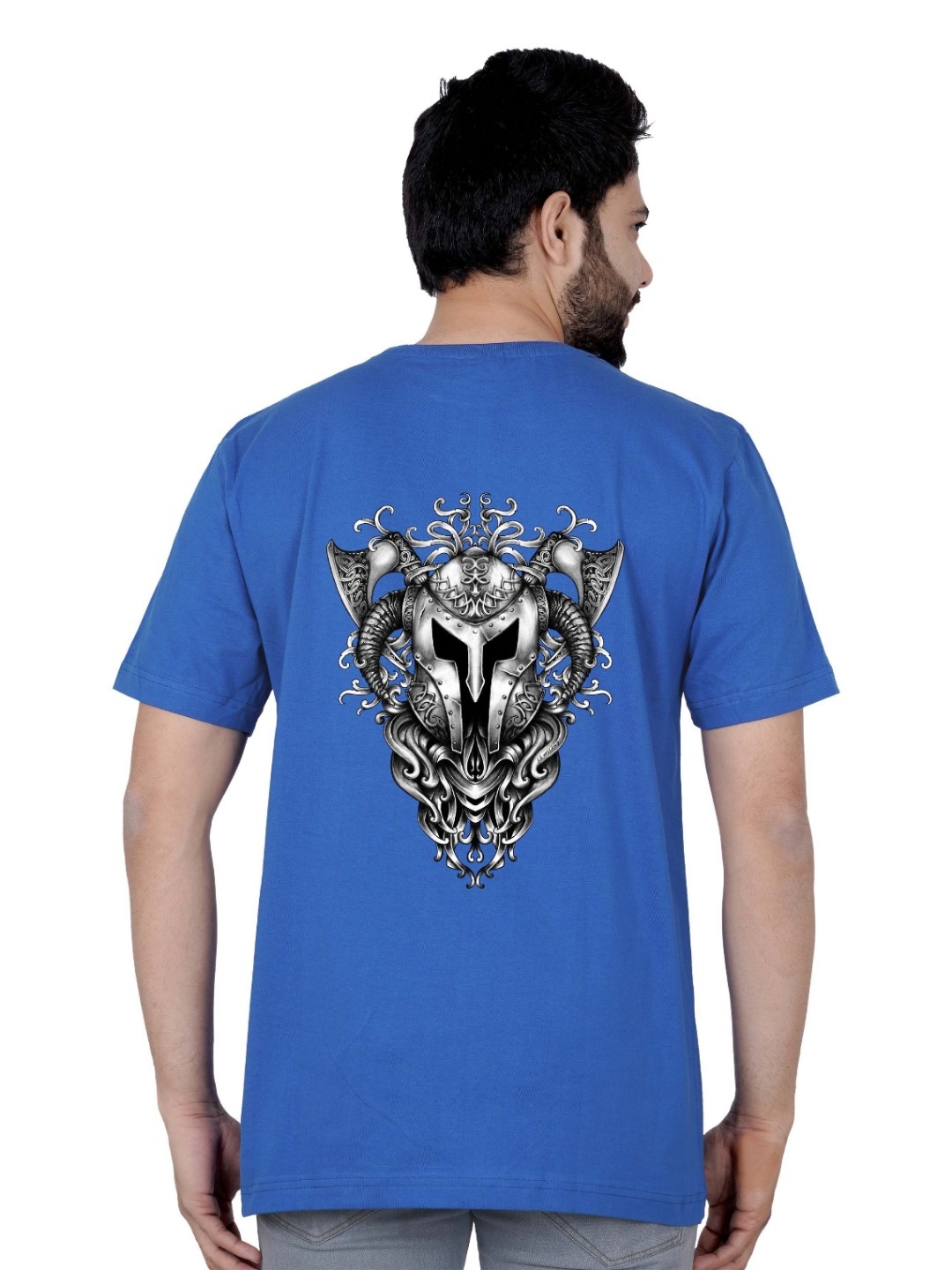 

LA MILANO Men Graphic Printed Round Neck Pure Cotton Slim Fit T-shirt, Blue