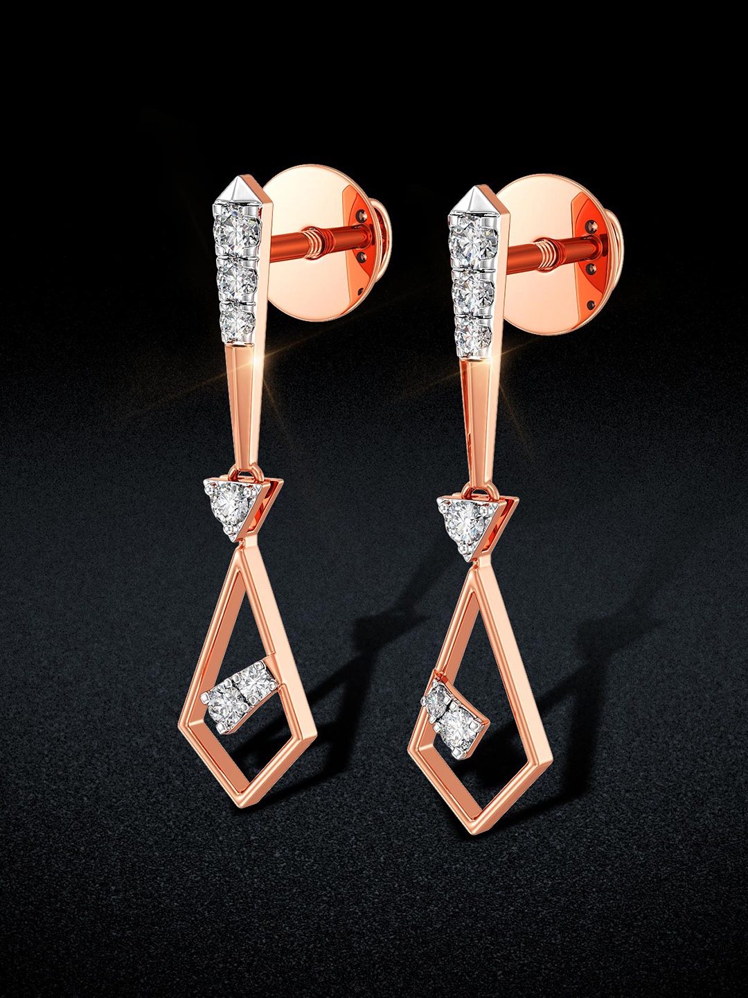 

Joyalukkas Women 18KT Kite Diamond Earrings, Rose gold