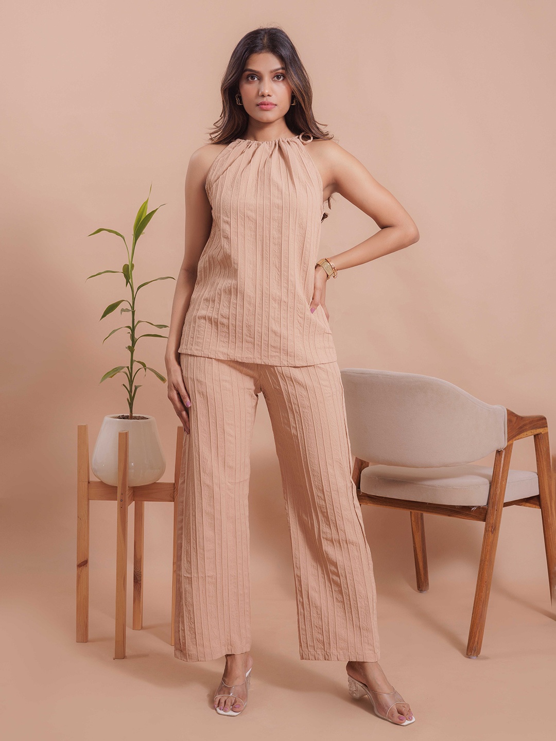 

PSBT Quality on way Self Design Top With Trousers, Beige