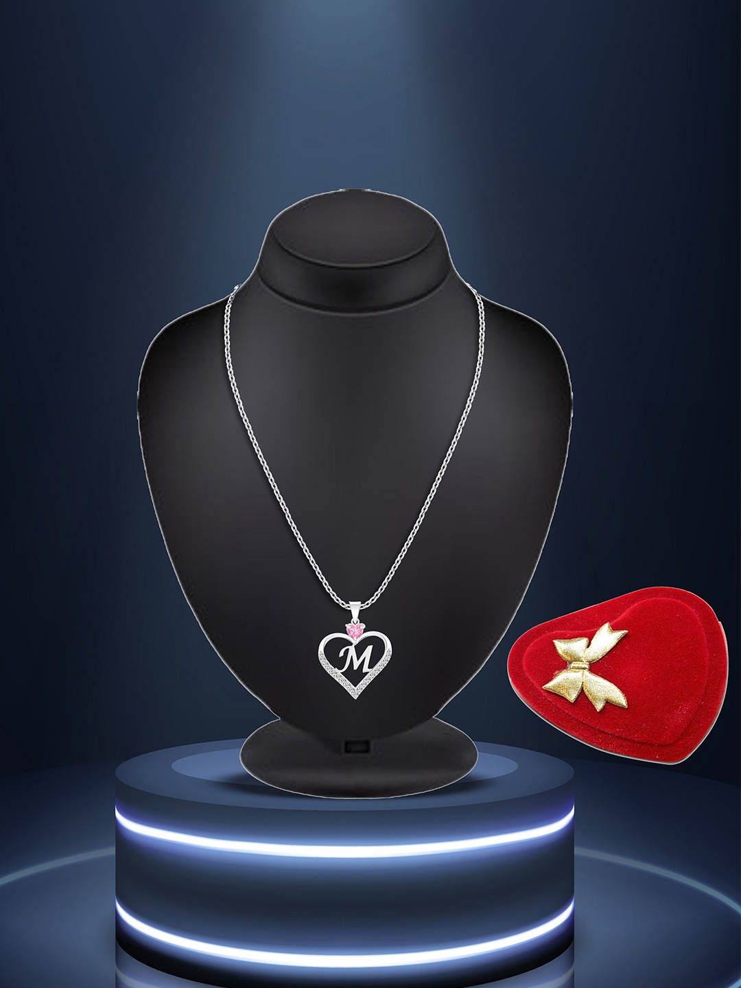 

Lila Silver-Plated Heart Shaped Cubic Zirconia Pendant With Chain