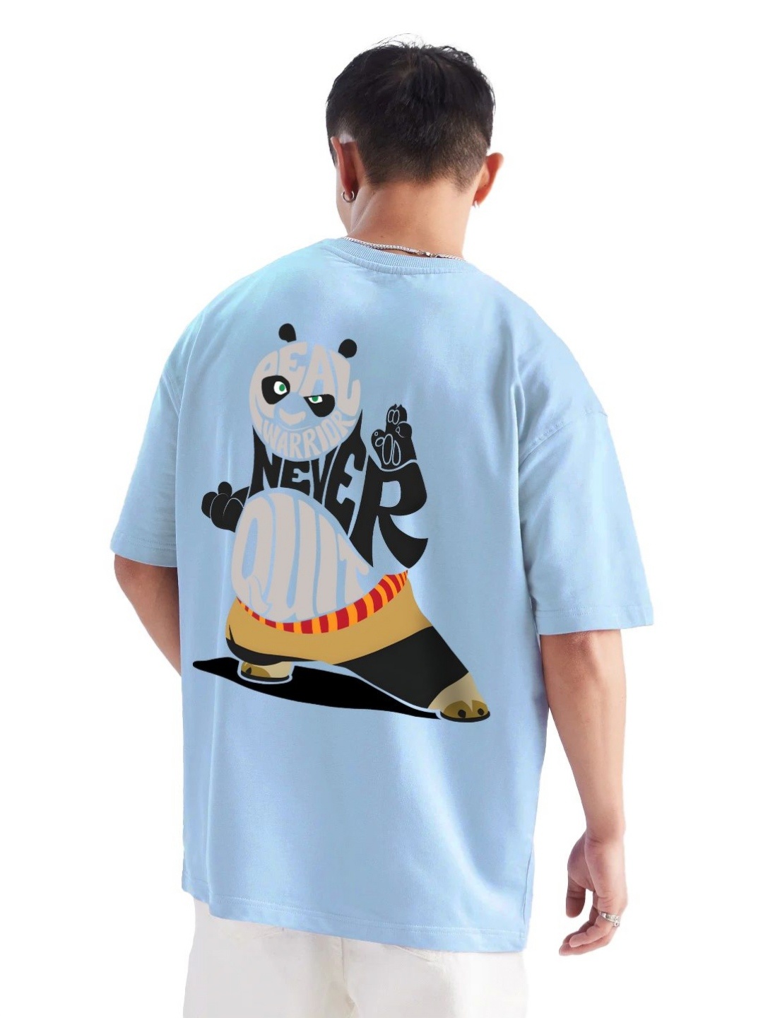 

fanideaz Men Graphic Printed Round Neck Cotton Oversized T-shirt, Blue