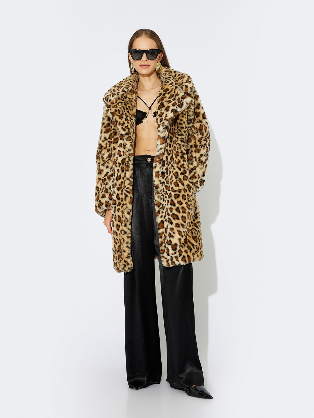 

Koton Printed Single-Breasted Overcoat, Beige