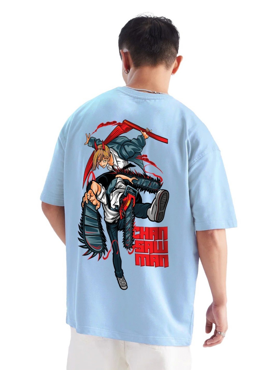

fanideaz Men Graphic Printed Round Neck Cotton Oversized T-shirt, Blue